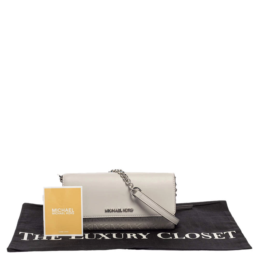 Michael Kors Grey Leather Jet Set Wallet On Chain For Women - Image 11