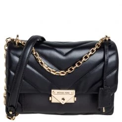 Michael Kors Black Quilted Leather Medium Cece Shoulder Bag For Women
