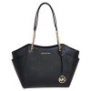 Michael Kors Black Leather Jet Set Travel Chain Tote For Women