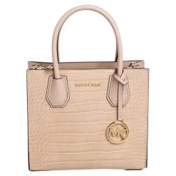 Michael Kors Beige Croc Embossed Leather Mercer Tote For Women