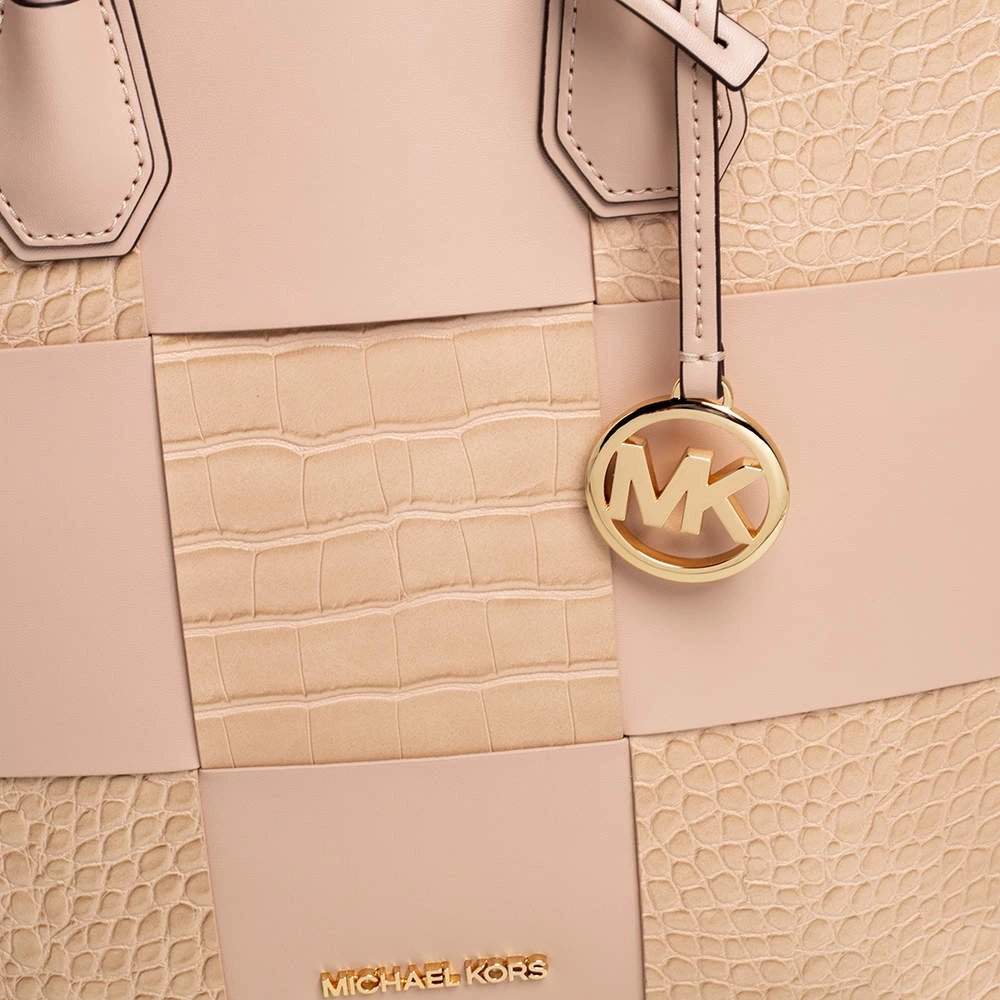 Michael Kors Two Tone Beige Croc Embossed And Leather NS Mercer Shopper Tote For Women - Image 5