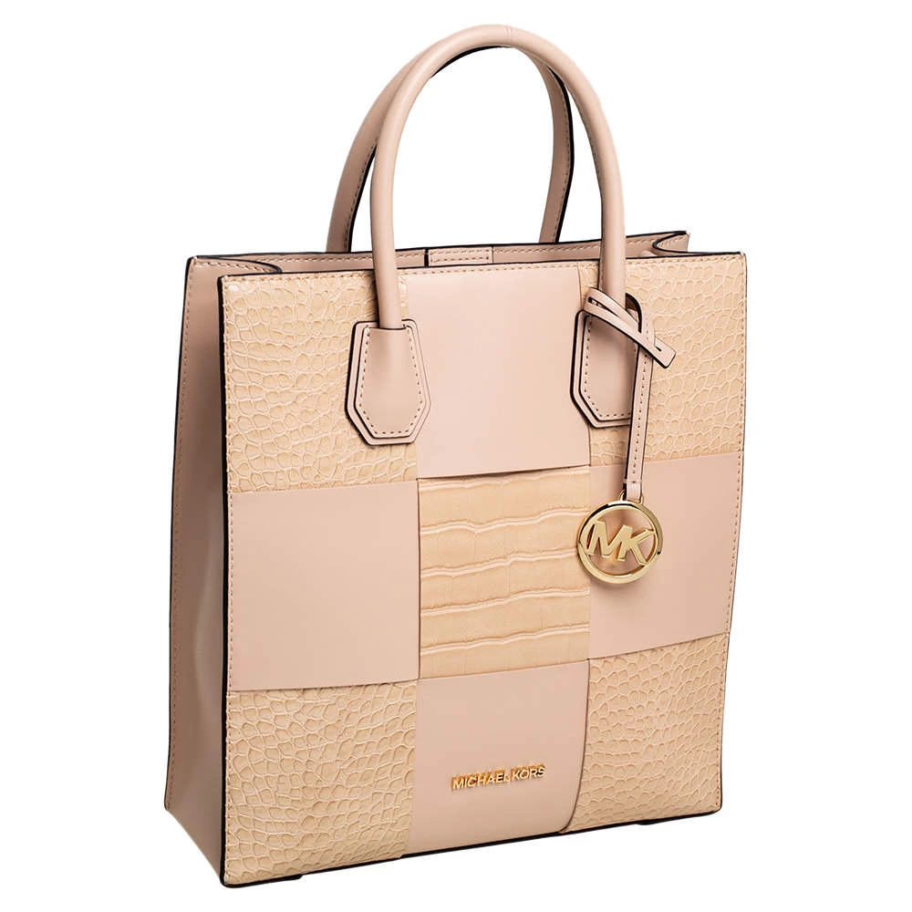 Michael Kors Two Tone Beige Croc Embossed And Leather NS Mercer Shopper Tote For Women - Image 3