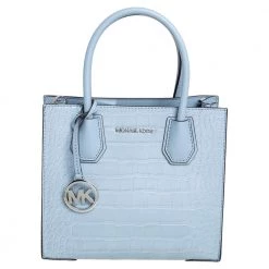 Michael Kors Pale Blue Croc Embossed And Leather Mercer Tote For Women