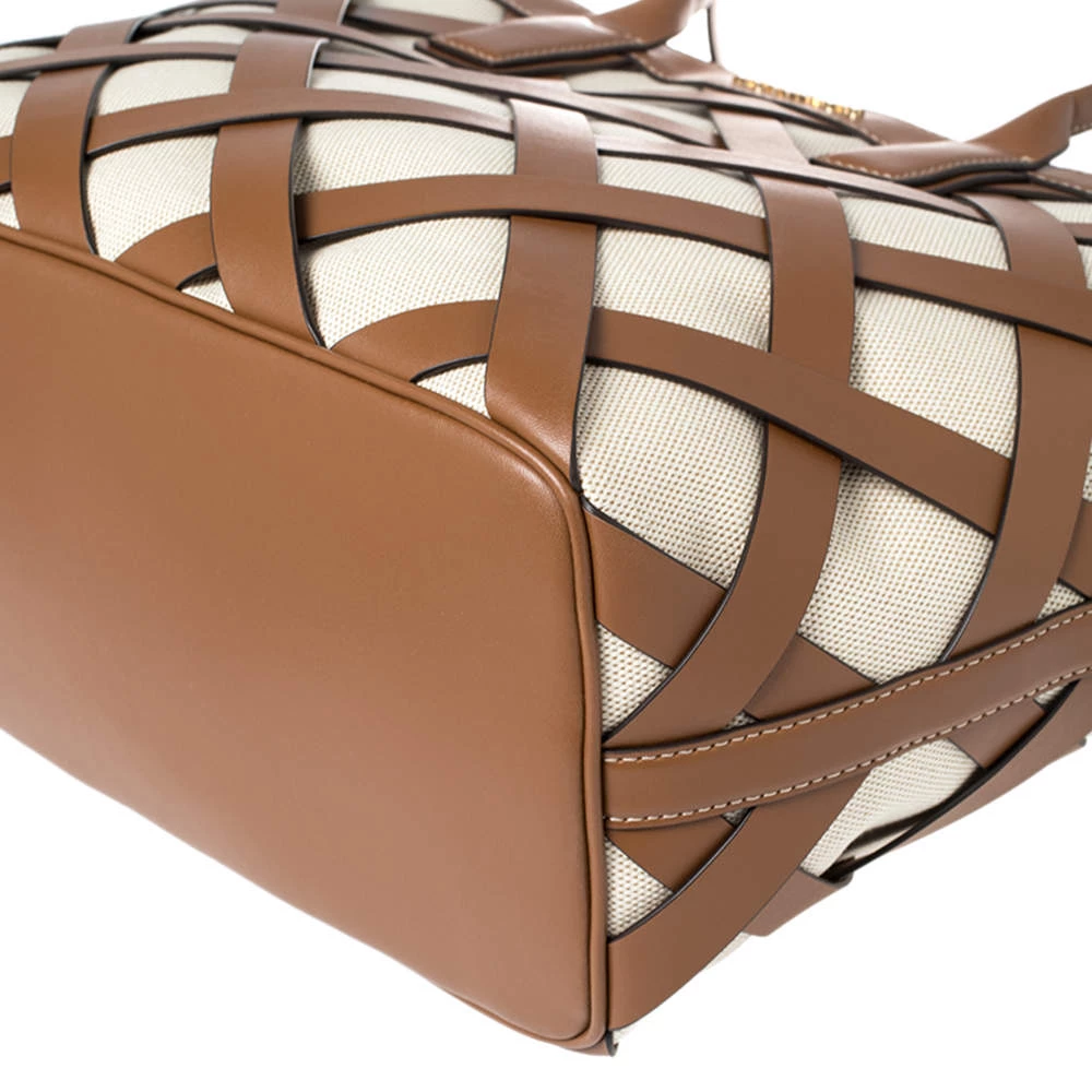 Michael Kors Beige/Tan Canvas And Leather Large Shopper Tote For Women - Image 12