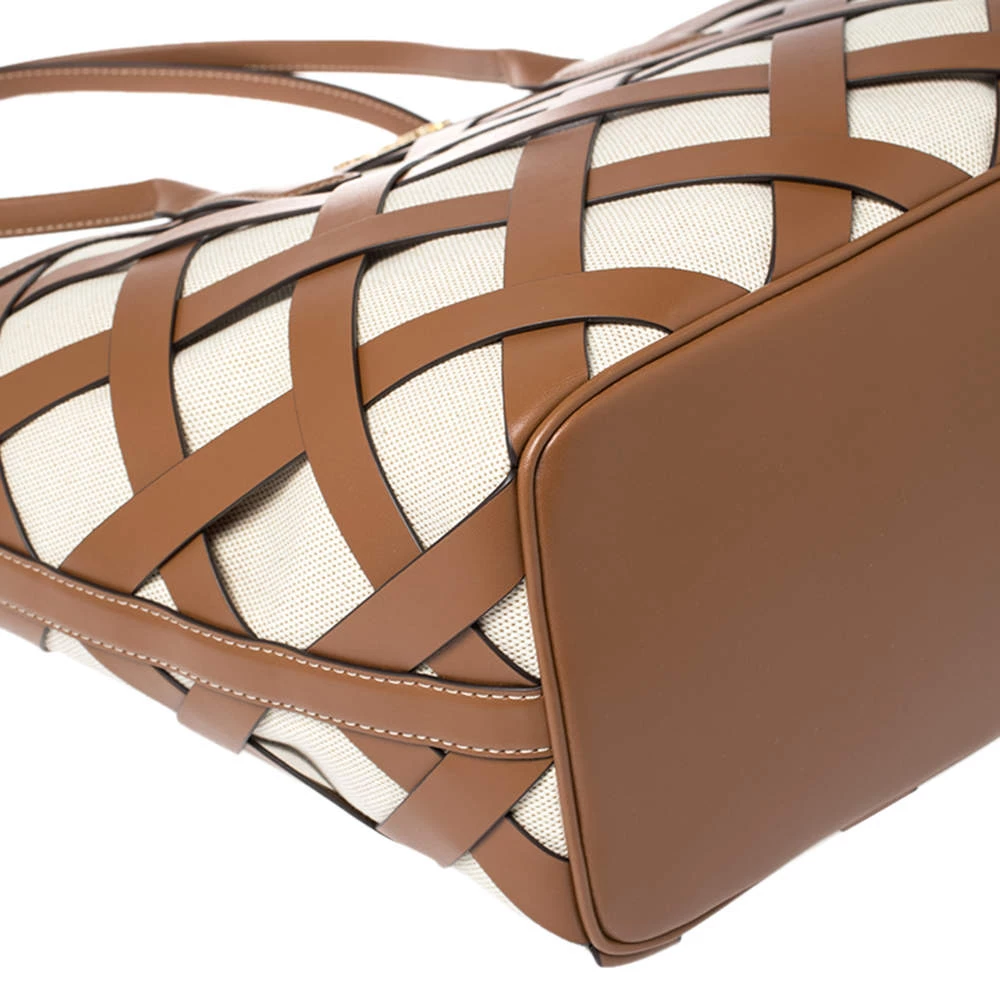 Michael Kors Beige/Tan Canvas And Leather Large Shopper Tote For Women - Image 11