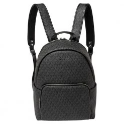 Michael Kors Black Signature Coated Canvas Large Erin Backpack For Women