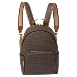 Michael Kors Brown Signature Coated Canvas Large Erin Backpack For Women