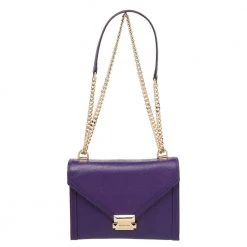 Michael Kors Purple Leather Flap Shoulder Bag For Women
