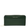Michael Kors Green Saffiano Leather Zip Around Wallet For Women