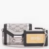 Michael Kors Silver Polyester And Cotton Whitney Small Metallic Logo Jacquard Chain Wallet For Women