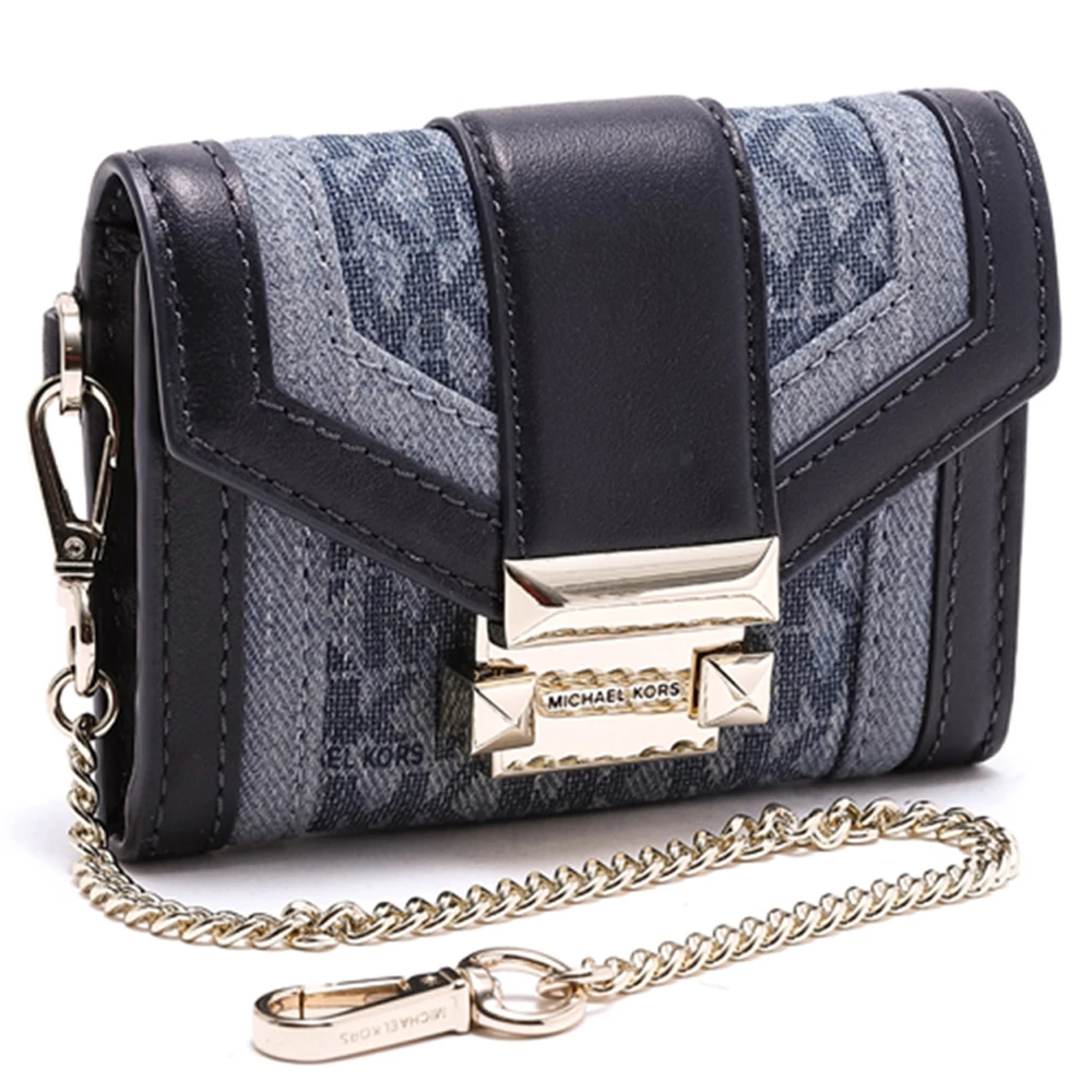 Michael Kors Blue Leather And Textile Whitney Small Chain Purse For Women