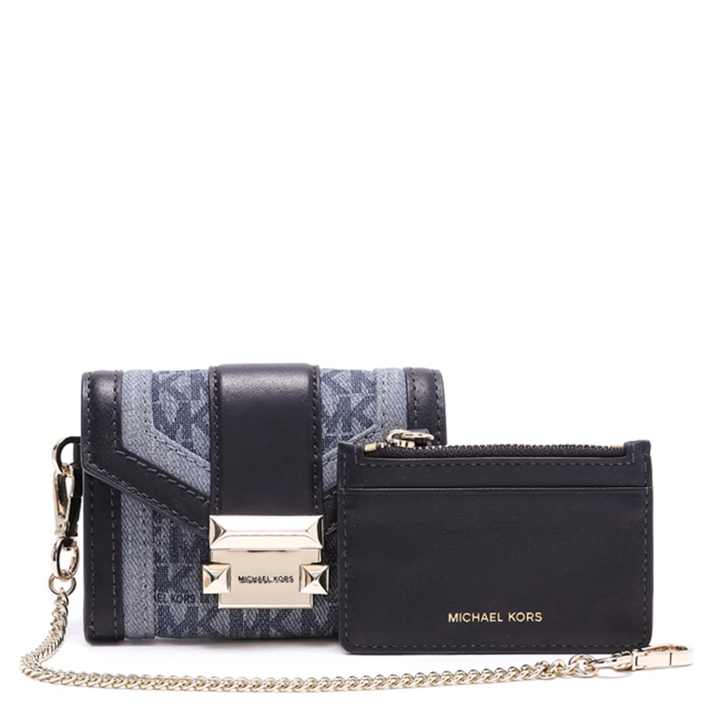 Michael Kors Blue Leather And Textile Whitney Small Chain Purse For Women - Image 3