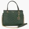 Michael Kors Green Quilted Leather Susan Medium Satchel Bag For Women