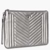 Michael Kors Grey Quilted Leather Jet Set Extra-Large Pouch For Women