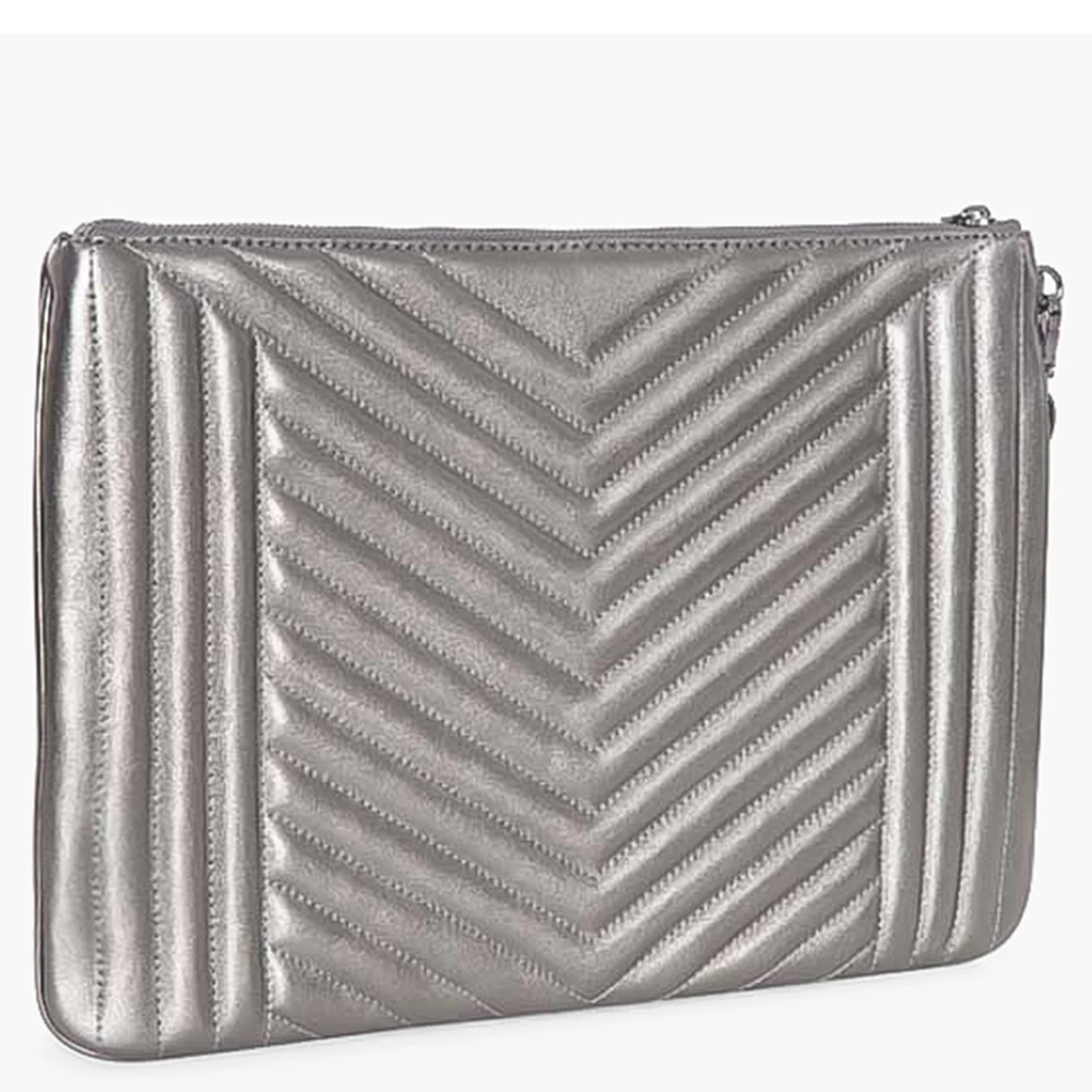 Michael Kors Grey Quilted Leather Jet Set Extra-Large Pouch For Women - Image 2