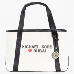 Michael Kors White Canvas Logo Tote Bag For Women
