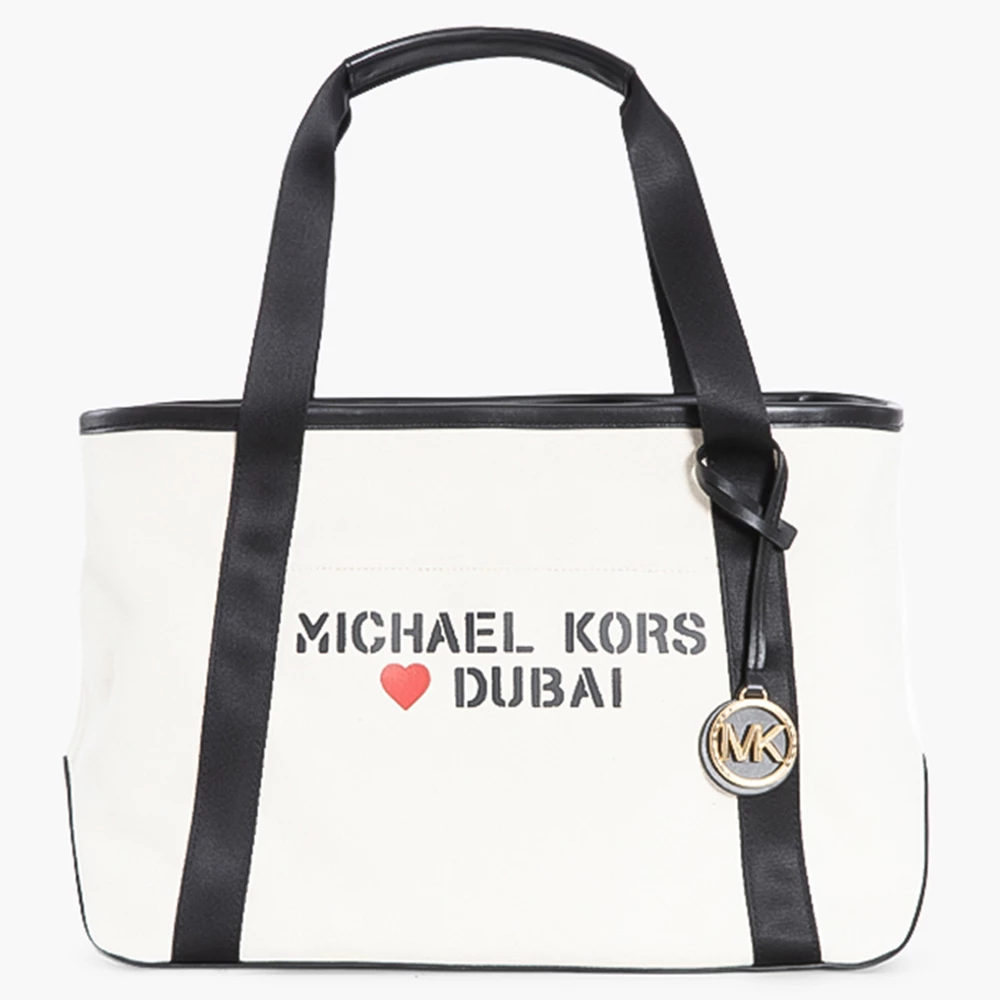 Michael Kors White Canvas Logo Tote Bag For Women
