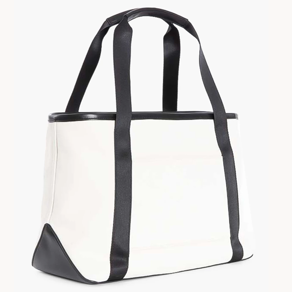 Michael Kors White Canvas Logo Tote Bag For Women - Image 3