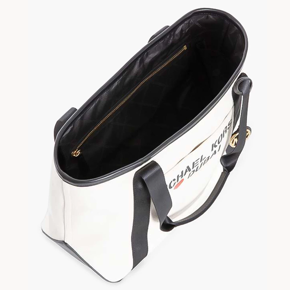 Michael Kors White Canvas Logo Tote Bag For Women - Image 4