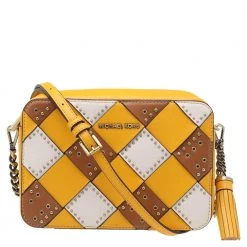 Michael Kors Multicolor Leather Woven Studded Camera Crossbody Bag For Women