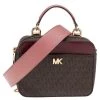 Michael Kors Brown/Burgundy Signature Canvas And Leather Mini Mott Crossbody Bag For Women