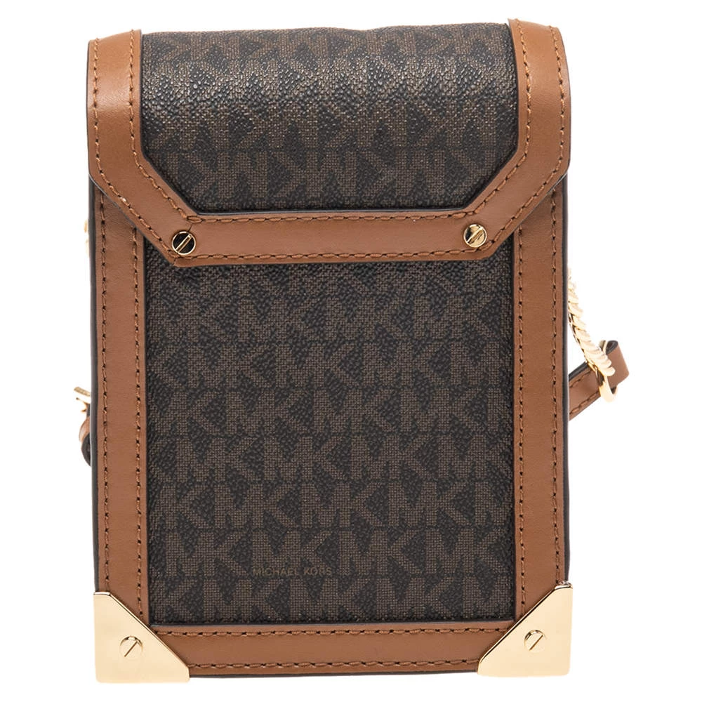 Michael Kors Brown Signature Coated Canvas And Leather Small Grace Crossbody Bag For Women - Image 4