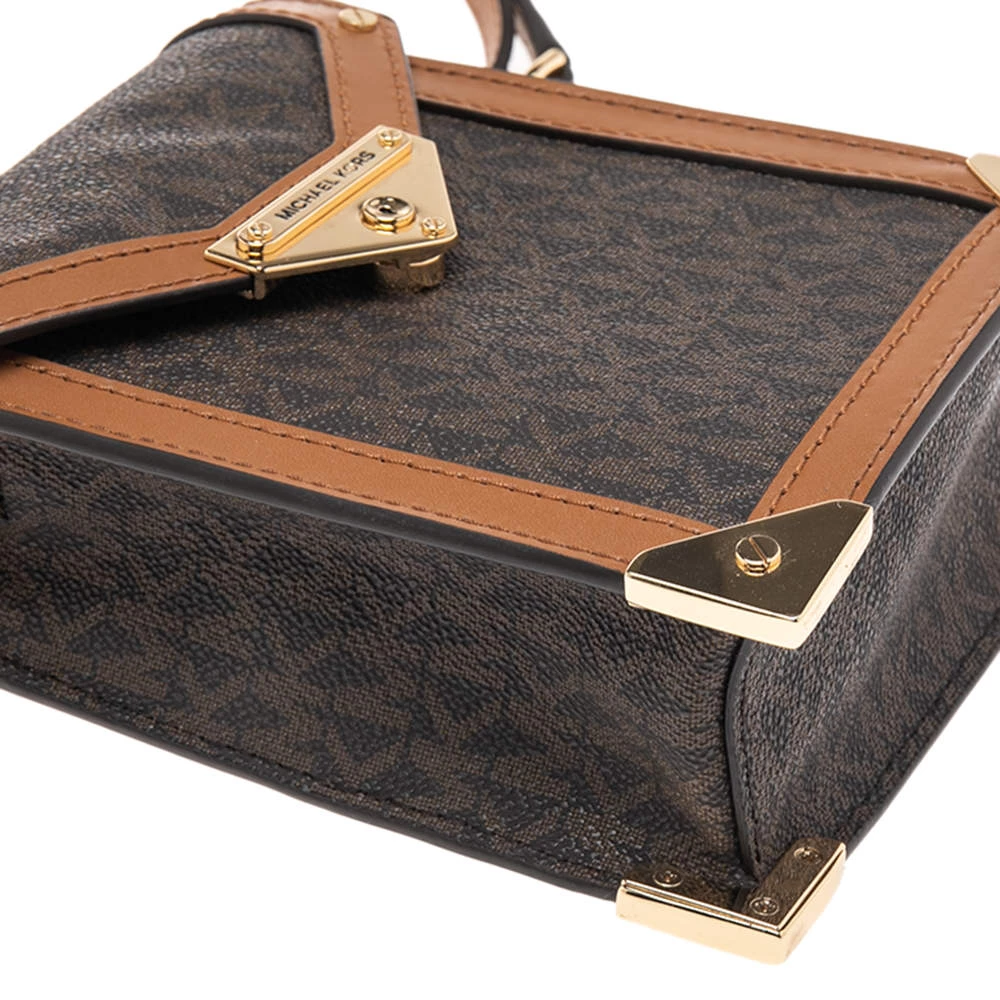 Michael Kors Brown Signature Coated Canvas And Leather Small Grace Crossbody Bag For Women - Image 10