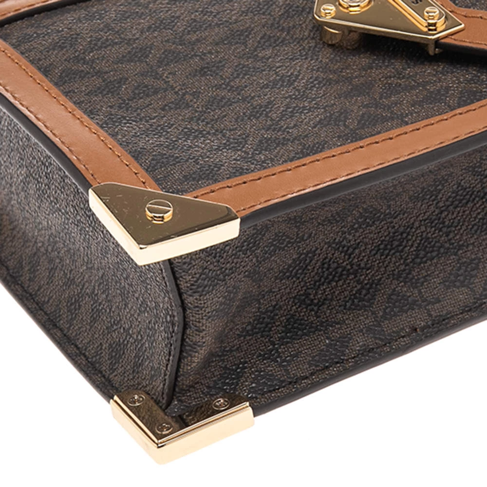 Michael Kors Brown Signature Coated Canvas And Leather Small Grace Crossbody Bag For Women - Image 11