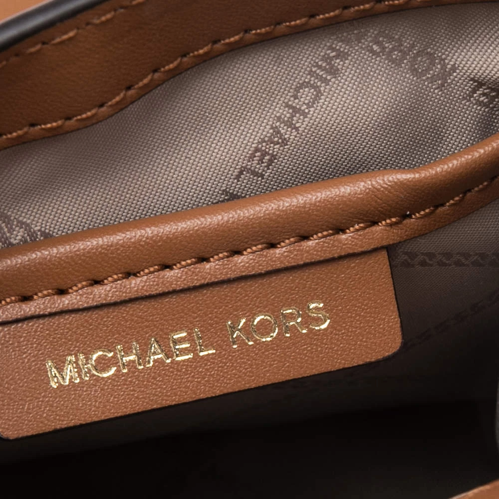 Michael Kors Brown Signature Coated Canvas And Leather Small Grace Crossbody Bag For Women - Image 8