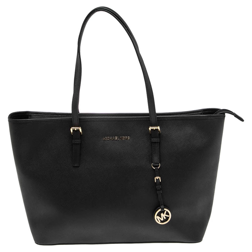 MICHAEL Michael Kors Black Leather Large Jet Set Tote For Women