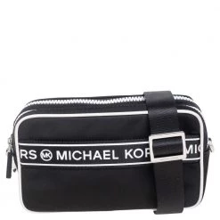 Michael Kors Black/White Nylon Small Kenly Camera Crossbody Bag For Women