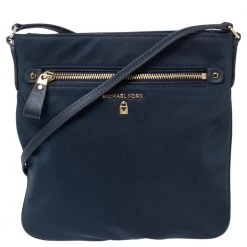 Michael Kors Navy Blue Nylon Large Kelsey Messenger Bag For Women
