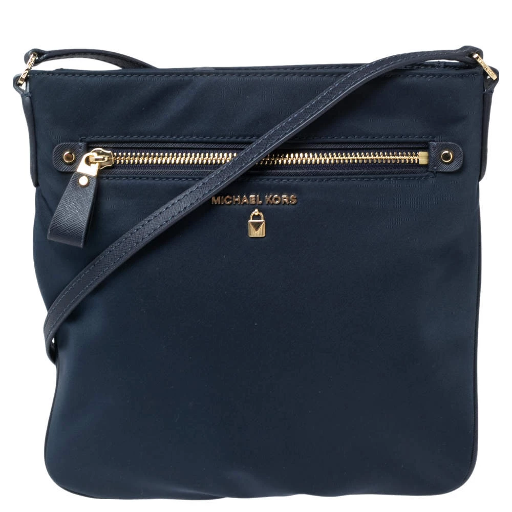 Michael Kors Navy Blue Nylon Large Kelsey Messenger Bag For Women