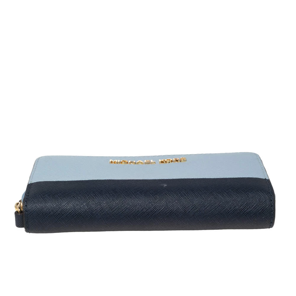 Michael Kors Two-Tone Leather Zip Around Wristlet Wallet For Women - Image 7