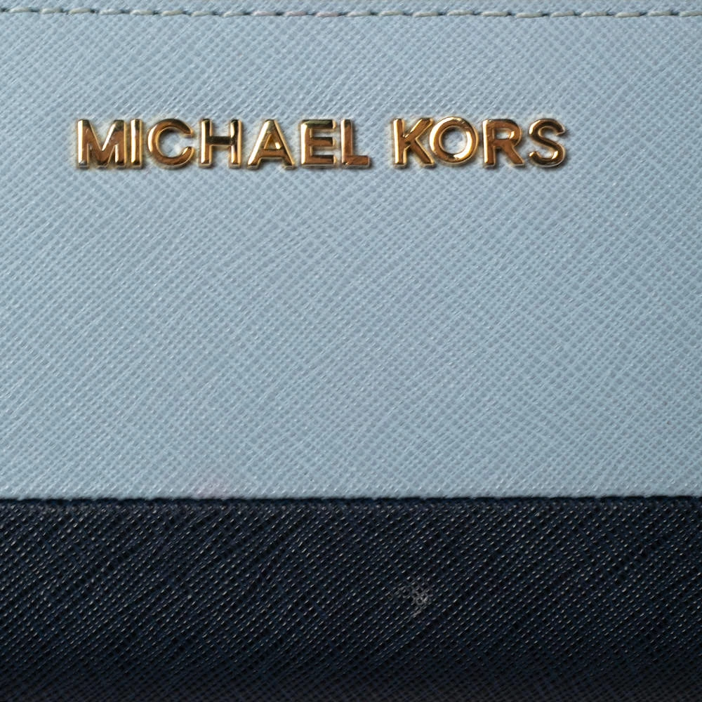 Michael Kors Two-Tone Leather Zip Around Wristlet Wallet For Women - Image 5