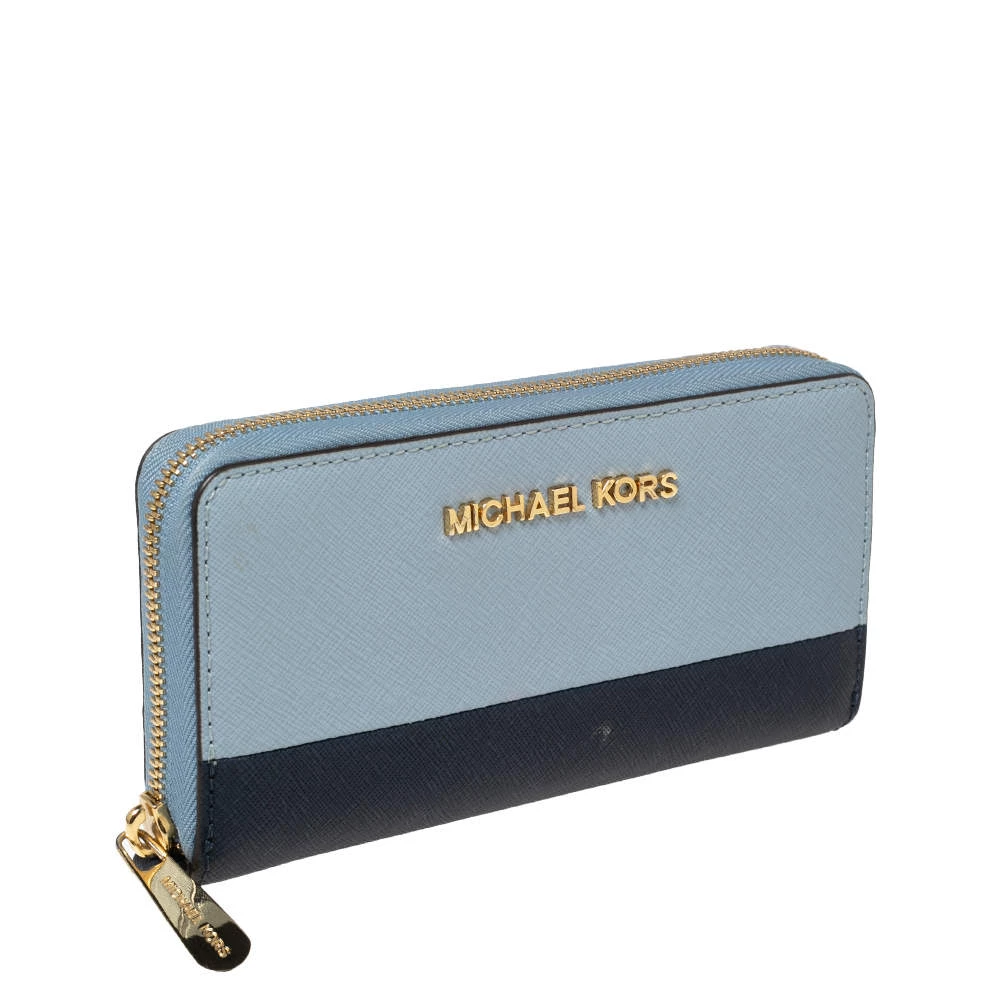 Michael Kors Two-Tone Leather Zip Around Wristlet Wallet For Women - Image 3