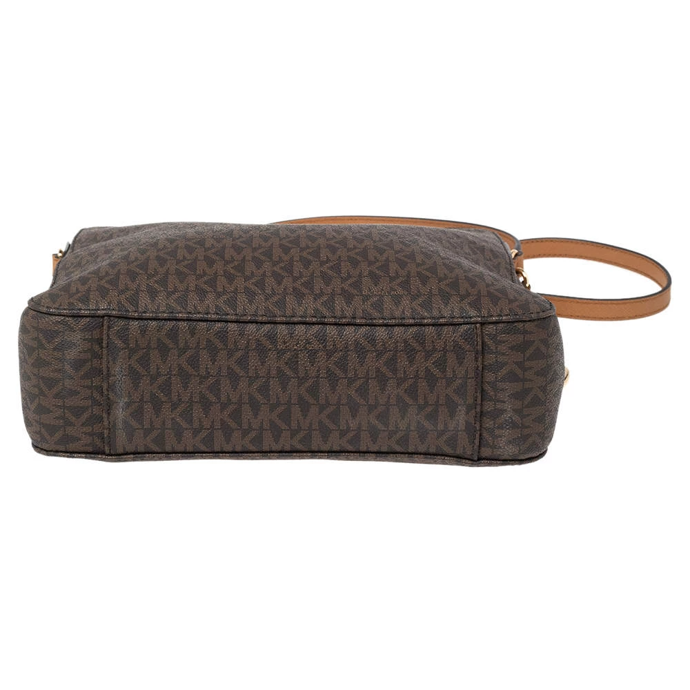 Michael Kors Brown Signature Coated Canvas And Leather Jet Set Messenger Bag For Women - Image 7