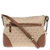 Michael Kors Beige/Brown Signature Canvas And Leather Shoulder Bag For Women