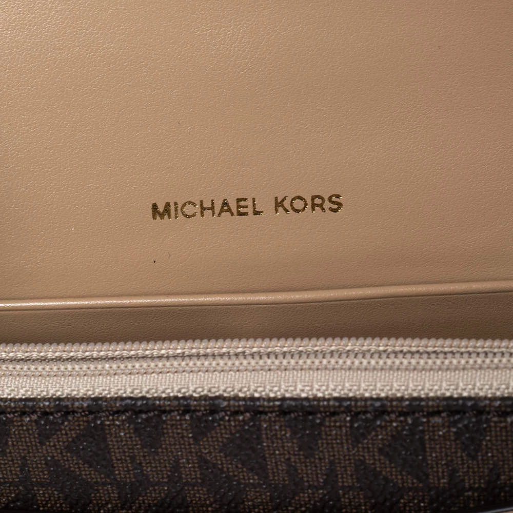 Michael Kors Multicolor Signature Coated Canvas And Leather Jet Set Charm Wallet On Chain For Women - Image 9