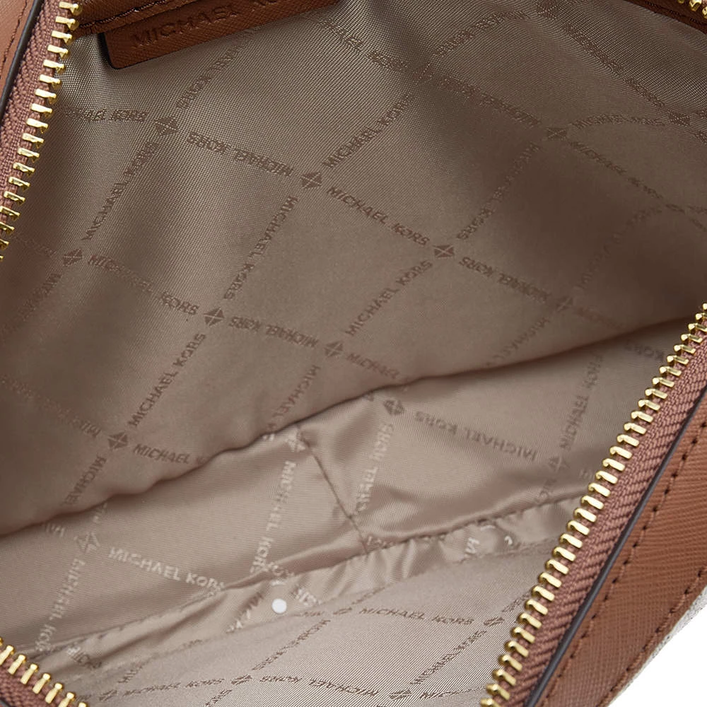 Michael Kors White/Brown Signature Coated Canvas And Leather Large Jet Set Crossbody Bag For Women - Image 7