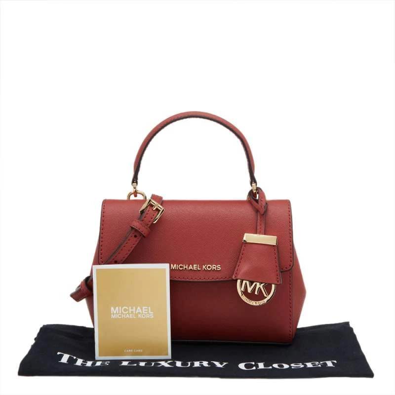 Michael Kors Red Leather Extra Small Ava Crossbody Bag For Women - Image 9
