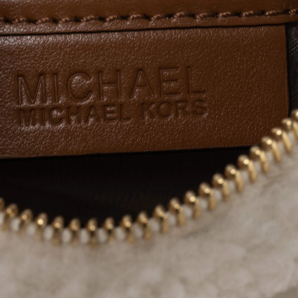 Michael Kors Off White/Brown Shearling And Leather Camera Crossbody Bag For Women - Image 8