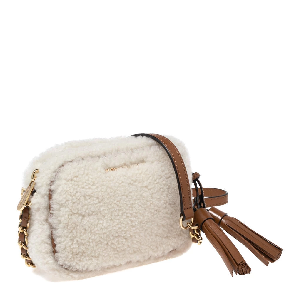 Michael Kors Off White/Brown Shearling And Leather Camera Crossbody Bag For Women - Image 3