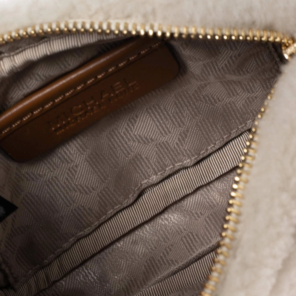 Michael Kors Off White/Brown Shearling And Leather Camera Crossbody Bag For Women - Image 7