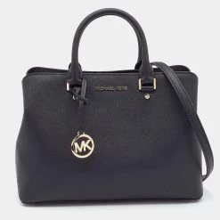 Michael Kors Black Leather Savannah Satchel For Women