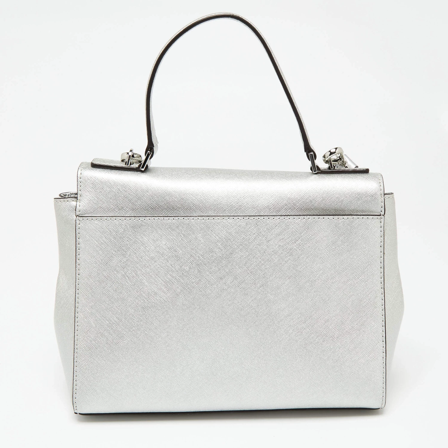 Michael Kors Silver Leather Small Ava Crystals Embellished Top Handle Bag For Women - Image 4