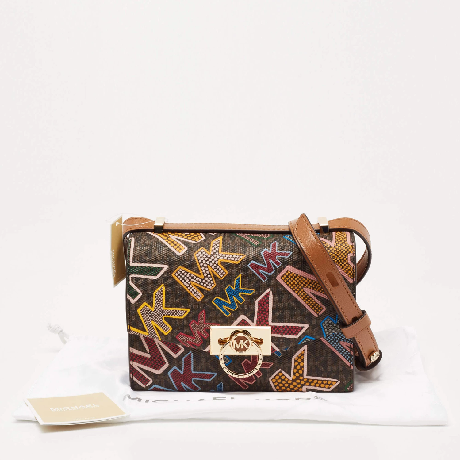 Michael Kors Multicolor Grafitti Print Coated Canvas And Leather Crossbody Bag For Women - Image 9