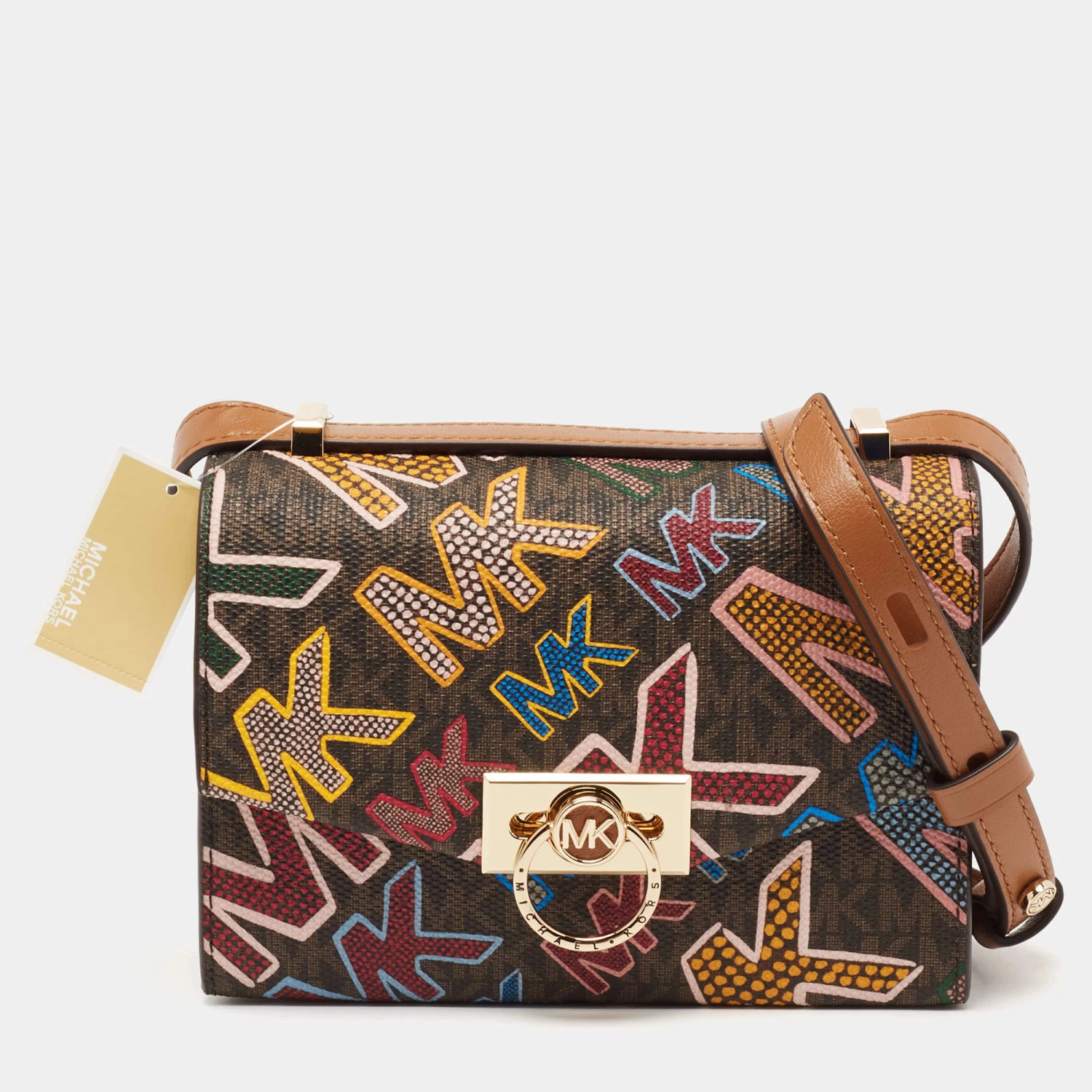 Michael Kors Multicolor Grafitti Print Coated Canvas And Leather Crossbody Bag For Women