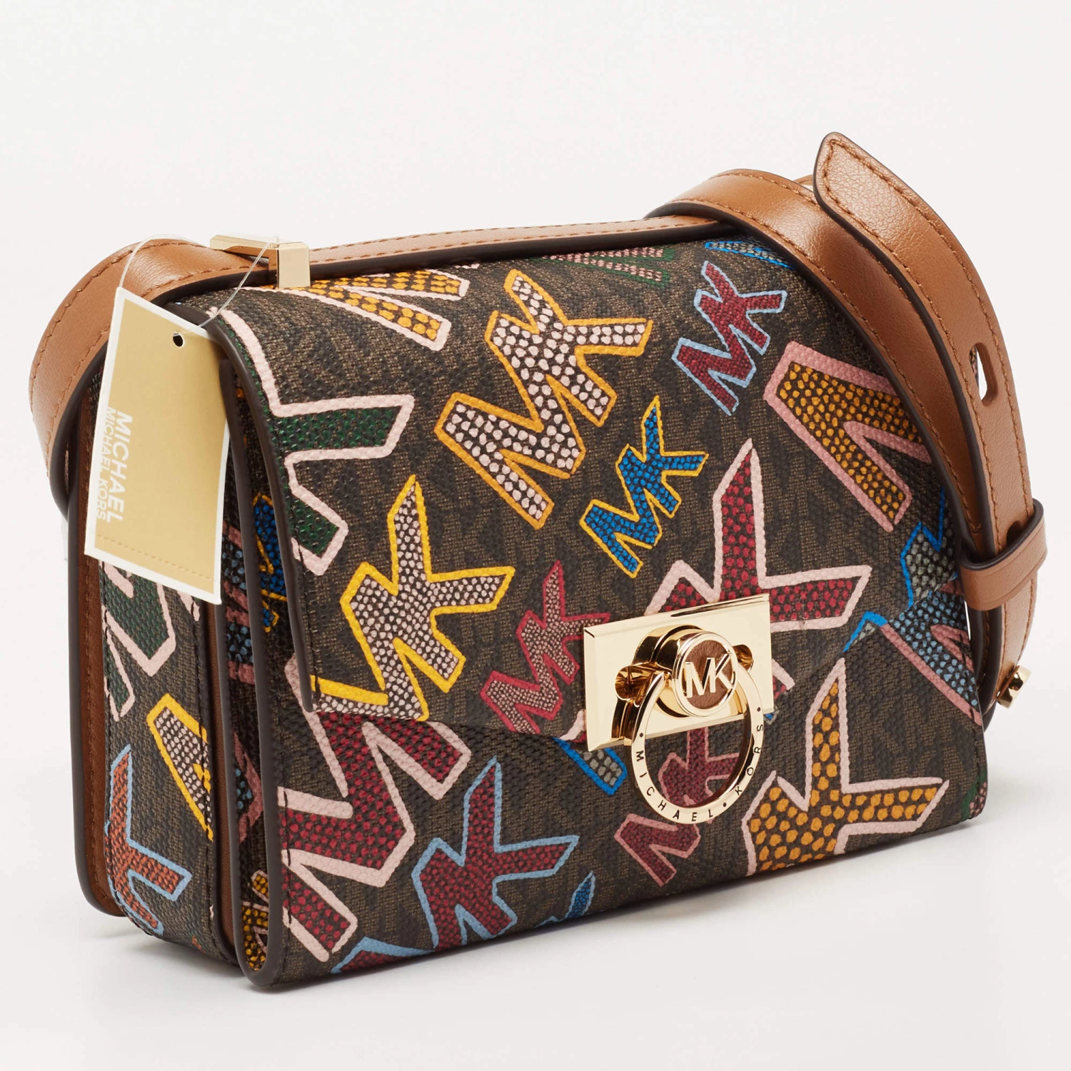 Michael Kors Multicolor Grafitti Print Coated Canvas And Leather Crossbody Bag For Women - Image 3