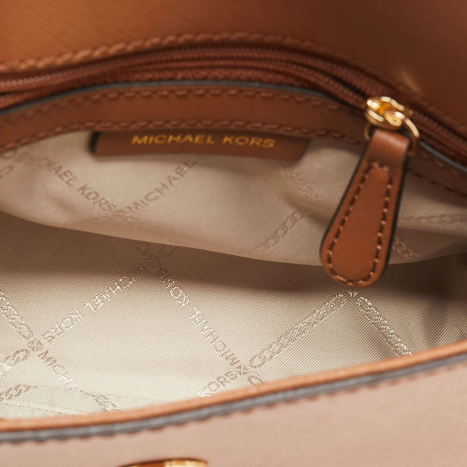 Michael Kors Tan Leather Extra Small Ava Crossbody Bag For Women - Image 7